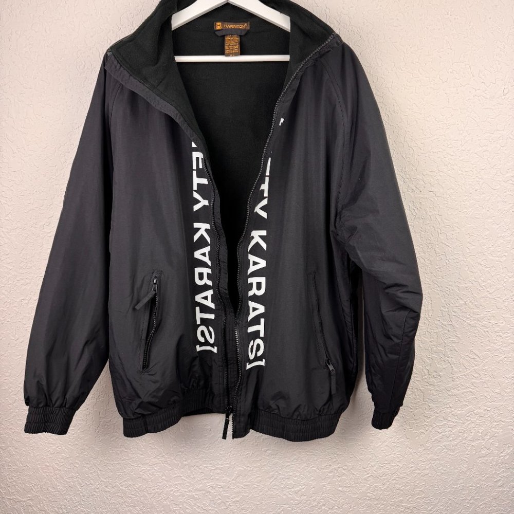 Harriton Jacket Mens Medium Fifty Karats Make Money Not Friends Full Zip Black - Picture 2 of 8